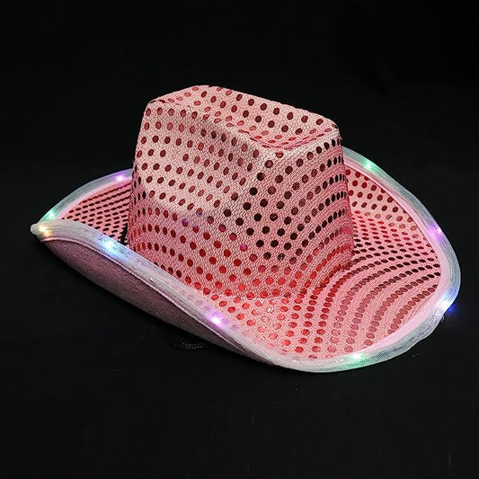 GIFTEXPRESS Light Up Led Flashing Cowboy Hat wit Sequins