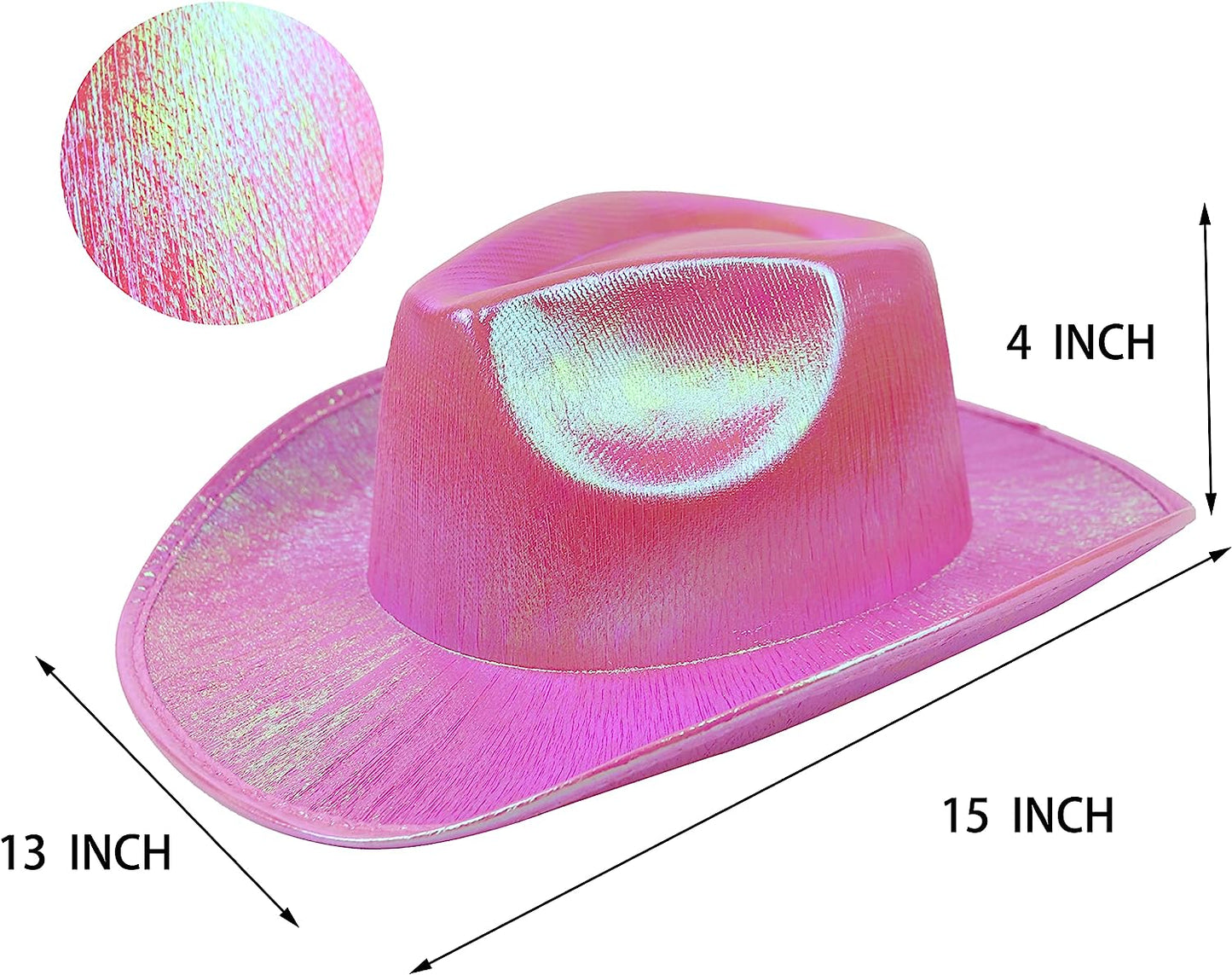 GIFTEXPRESS Sombrero vaquero holográfico espacial rosa 
