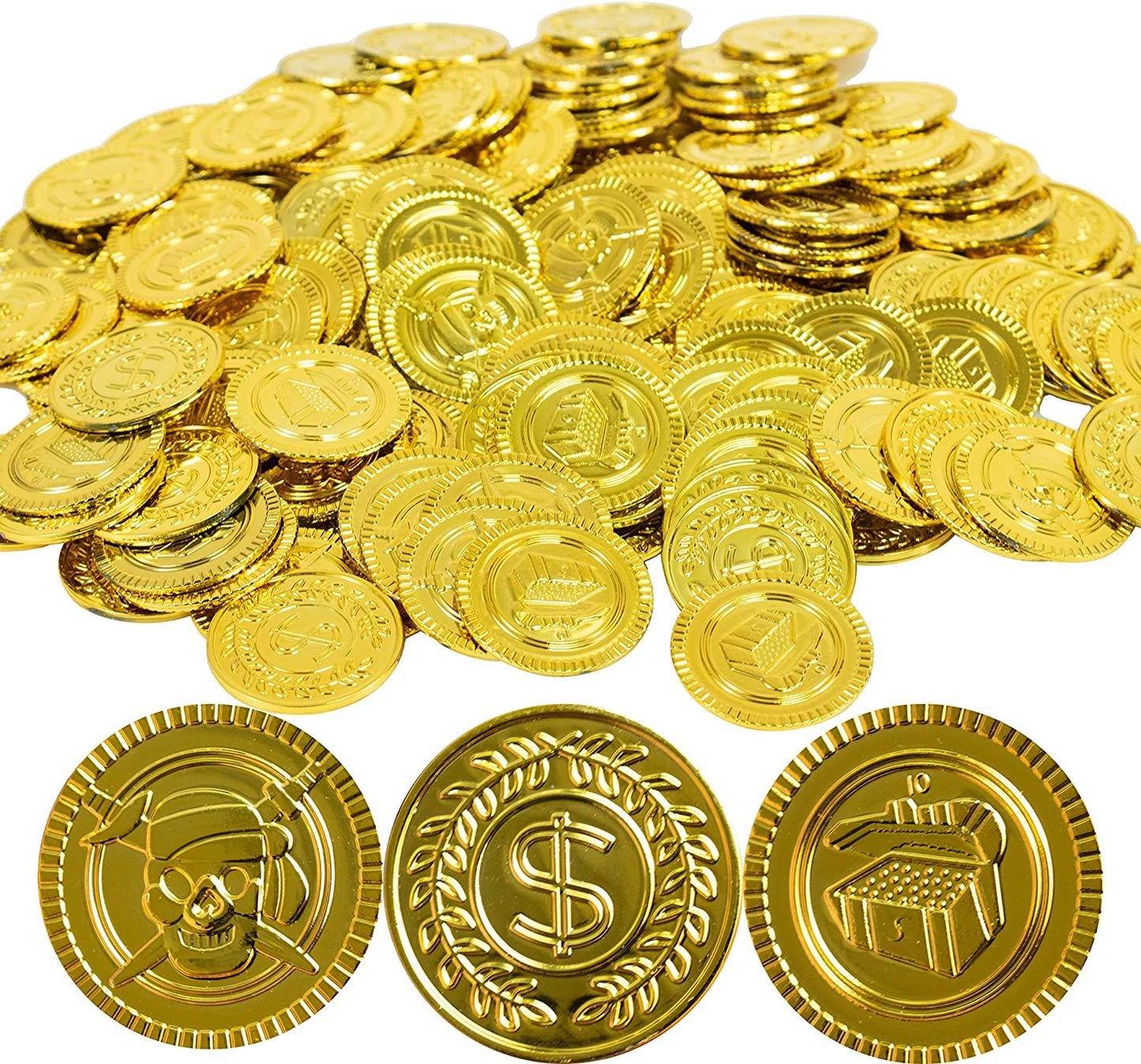 GIFTEXPRESS 144 piezas de monedas de oro de plástico 