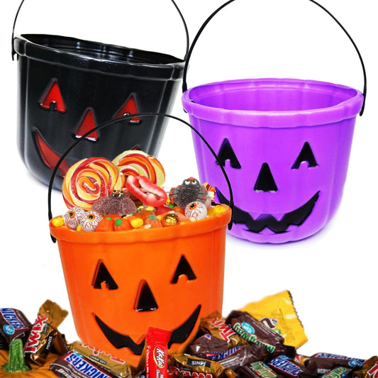 GIFTEXPRESS 3pcs 6" Halloween Trick or Treat Bucket, Halloween Party Supplies