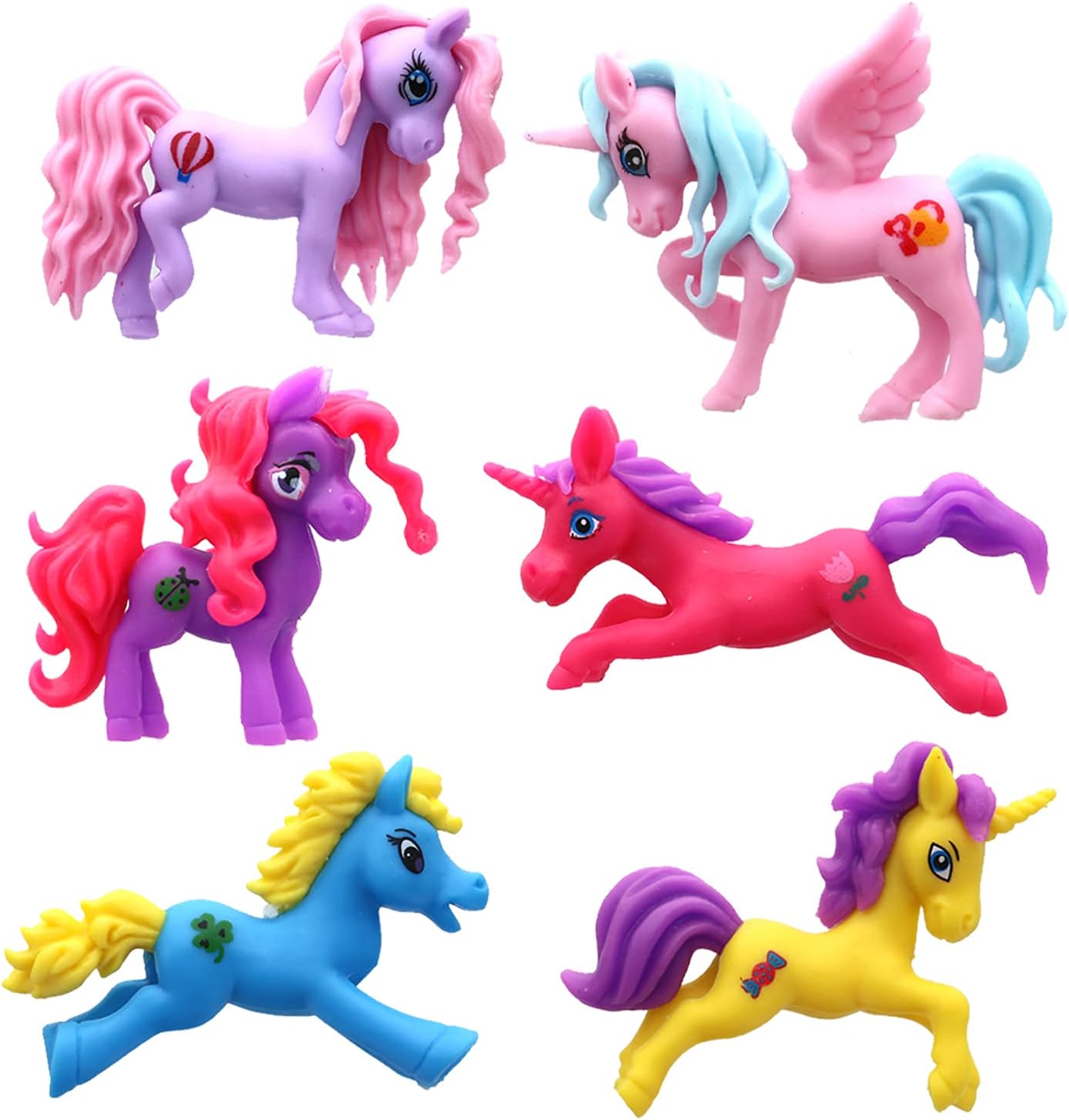 GIFTEXPRESS 12 piezas Magical Unicorn Pony's Unicorns Figure y Unicorn Sticker Sheets 