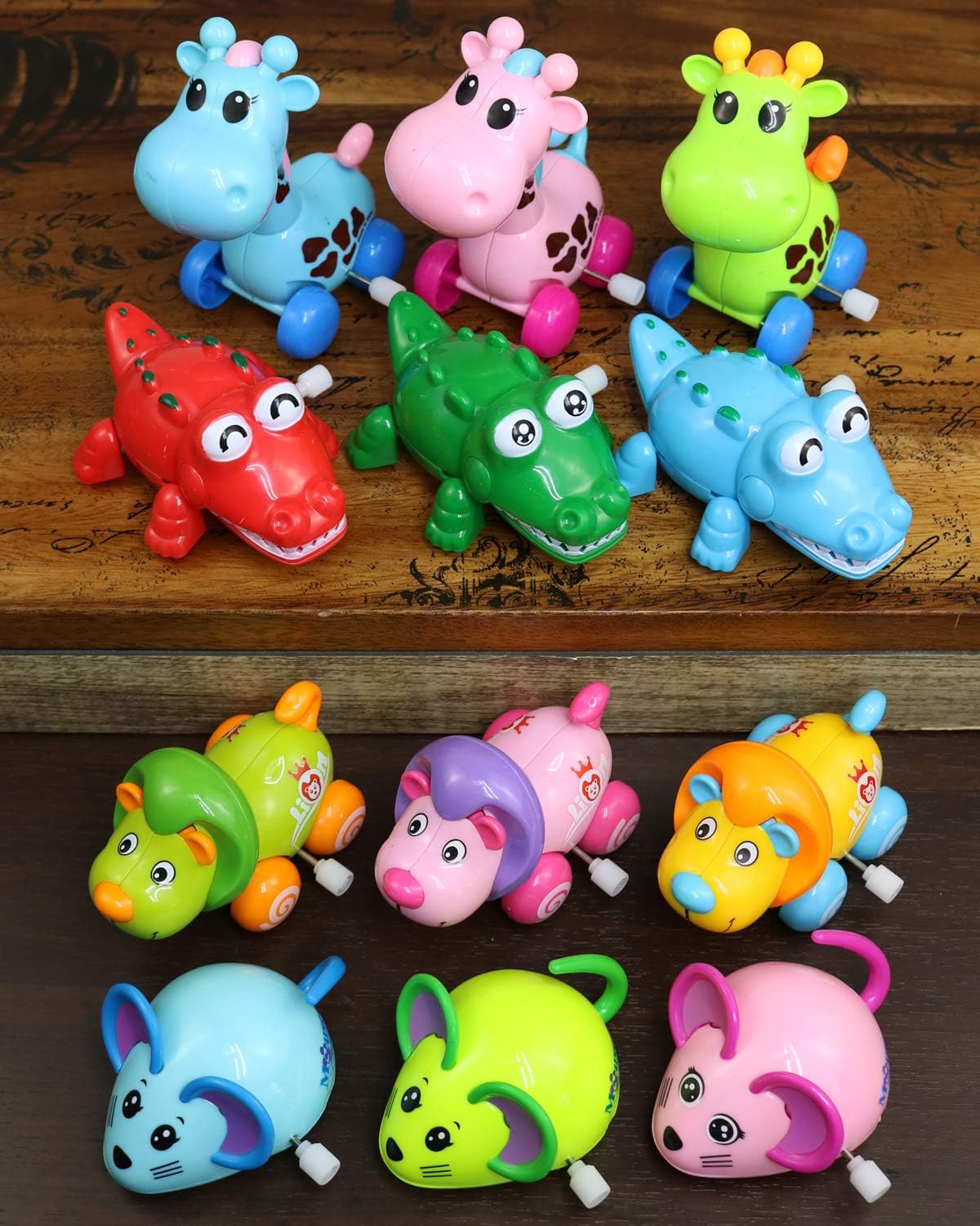 GIFTEXPRESS 12pcs 3"-4" Assorted Zoo Animal Wind Up Toys