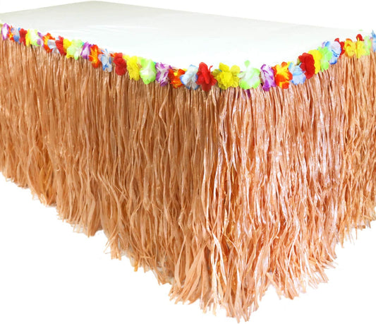 GIFTEXPRESS falda de mesa de hierba luau, hierba de heno natural (108 x 29 pulgadas) 