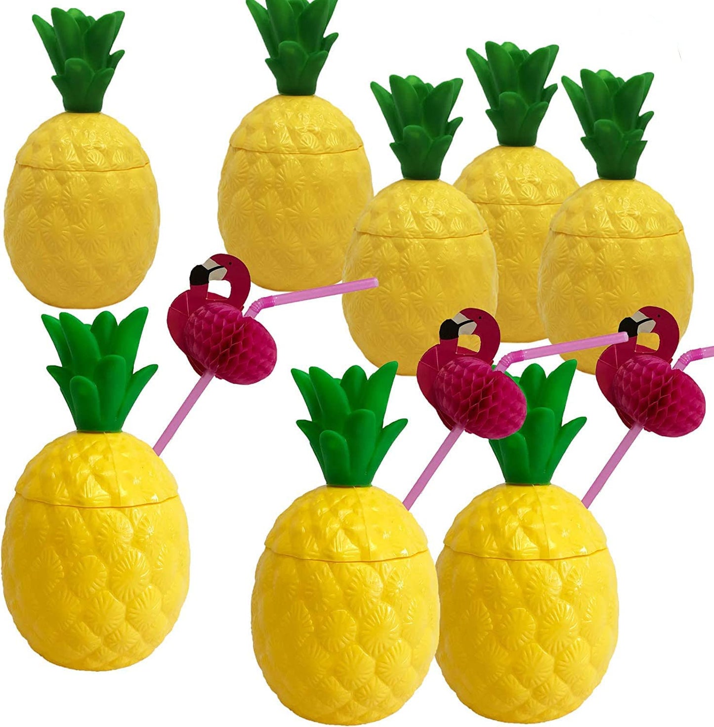 GIFTEXPRESS Plastic Pineapple Cups with Straws